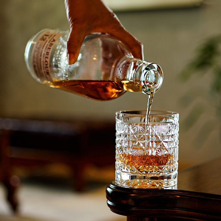Whiskey Glass Octagonal Chrysanthemum | Edo Kiriko Cut Crystal Barware