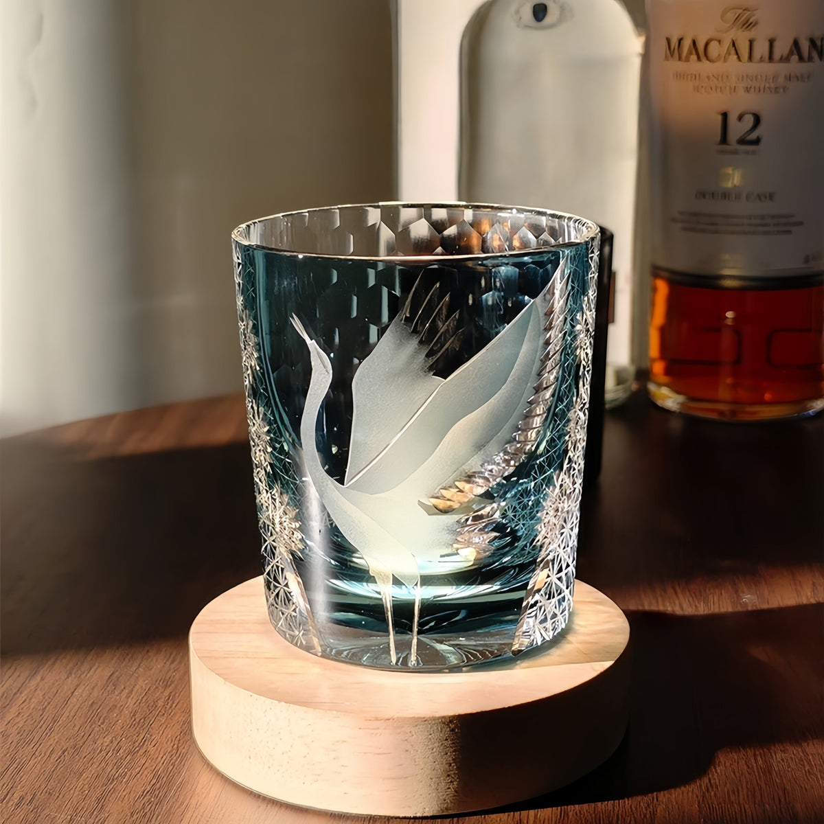 Whiskey Glass Soaring Crane – Edo Kiriko Handcrafted Crystal