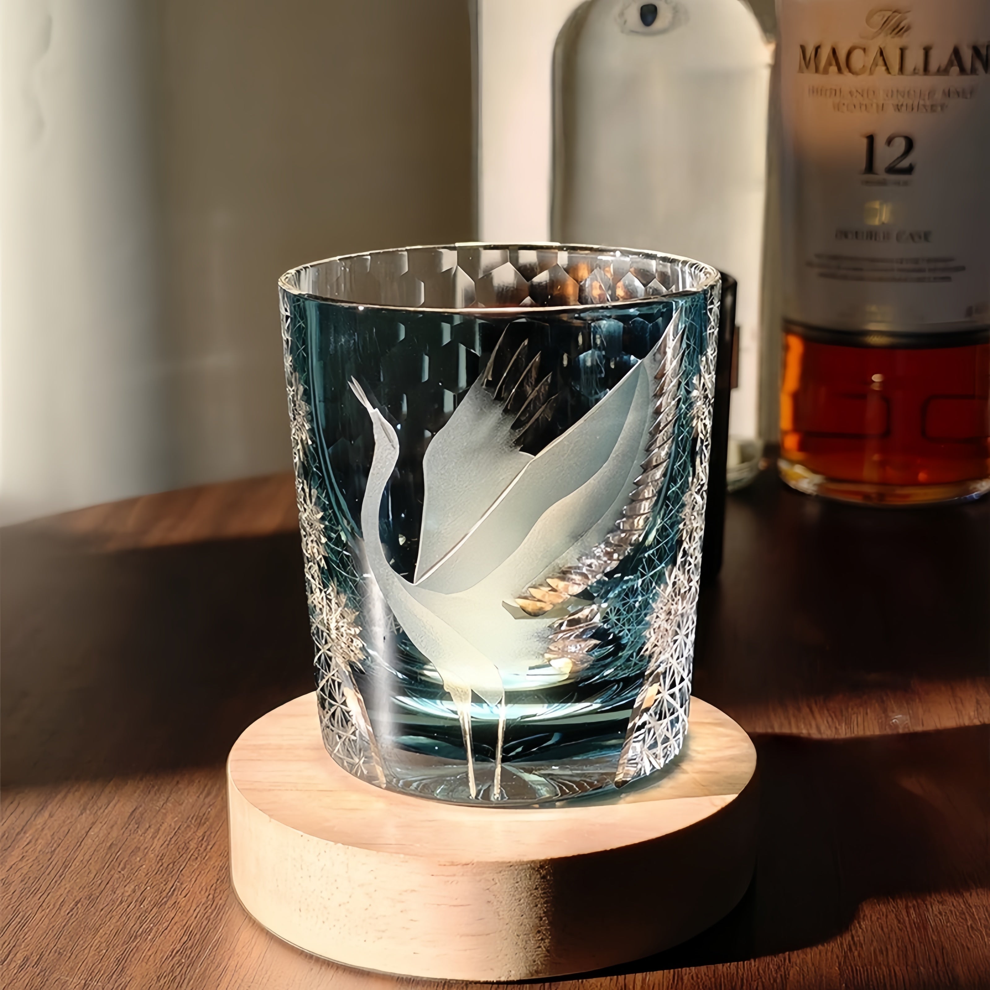 Whiskey Glass Soaring Crane – Edo Kiriko Handcrafted Crystal