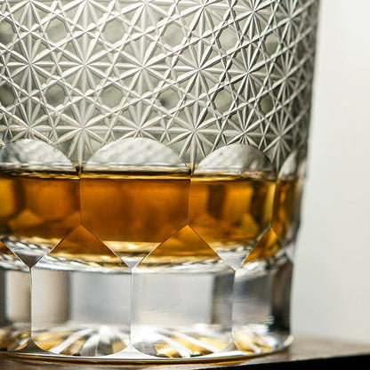 Chrysanthemum Whiskey Glass Royal | Edo Kiriko Hand-Carved Crystal