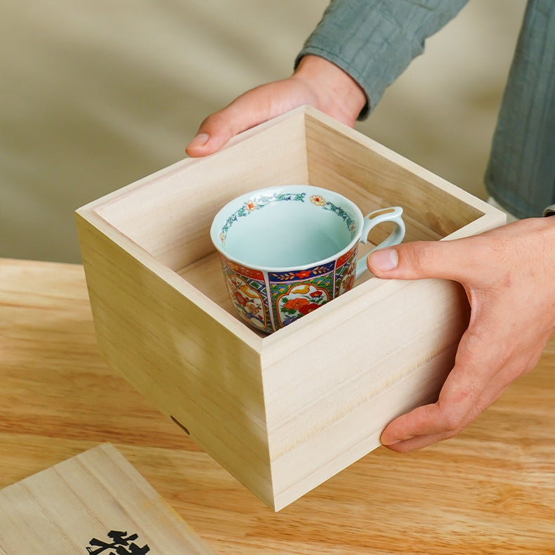 Japanese Tea Cup & Saucer Set – Mino Ware Kachofugetsu