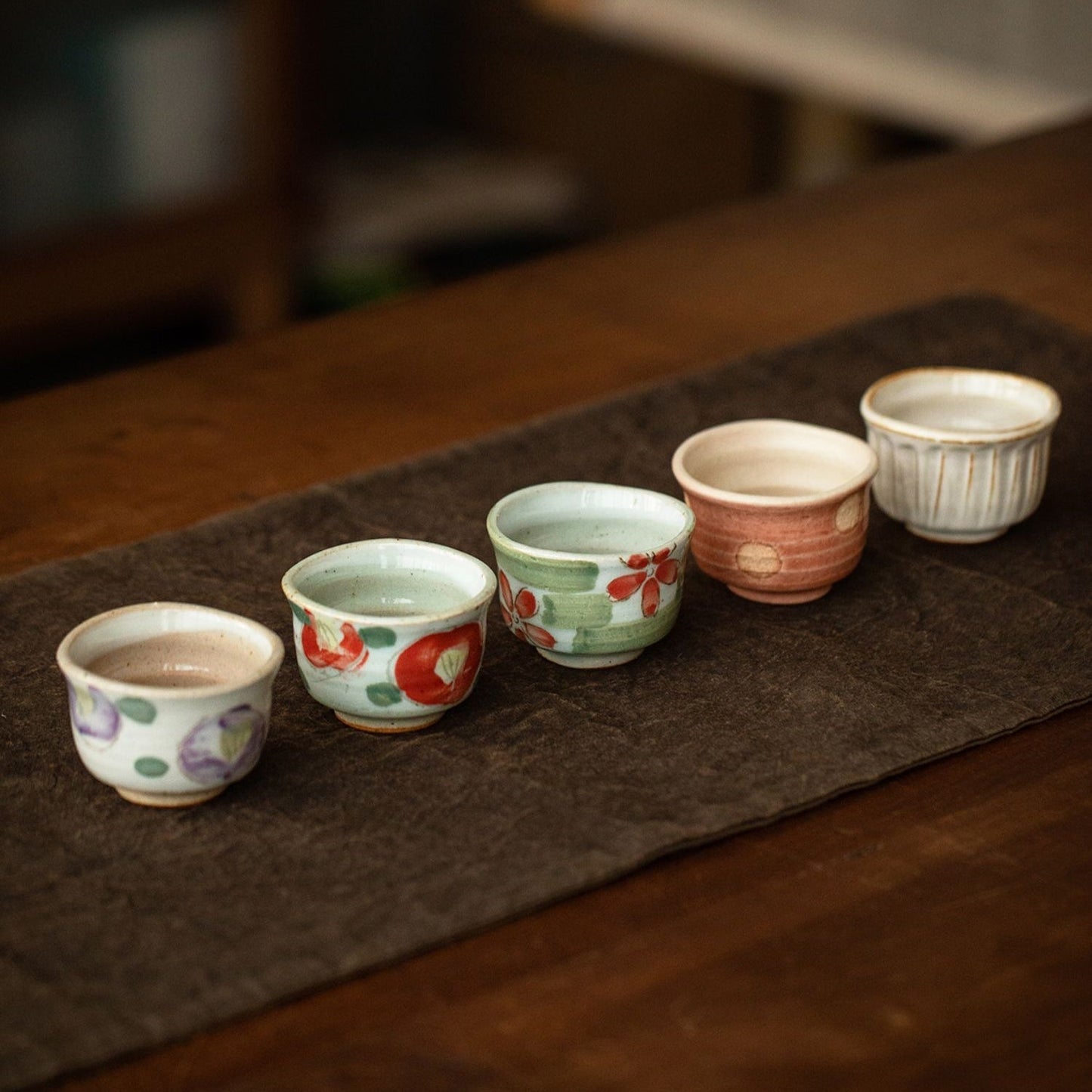 Japanese Tea Cup Set of 5 – Mino Ware Haru-no-Sato Ceramic