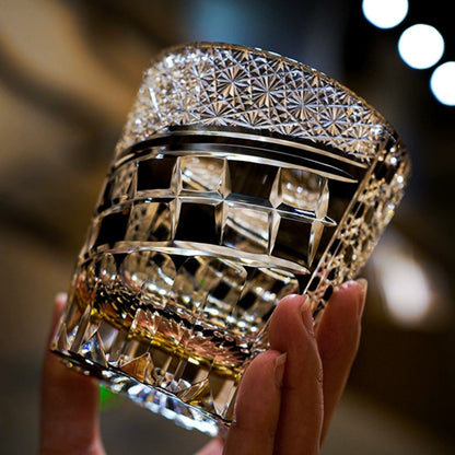 Crystal Whiskey Glass Midnight Motif | Edo Kiriko Hand-Cut Japanese Artisan Drinkware
