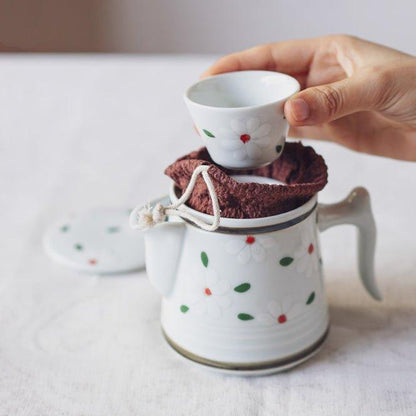Ceramic Tea Set Japanese Floral Teapot 2 Cups with Carrying Case