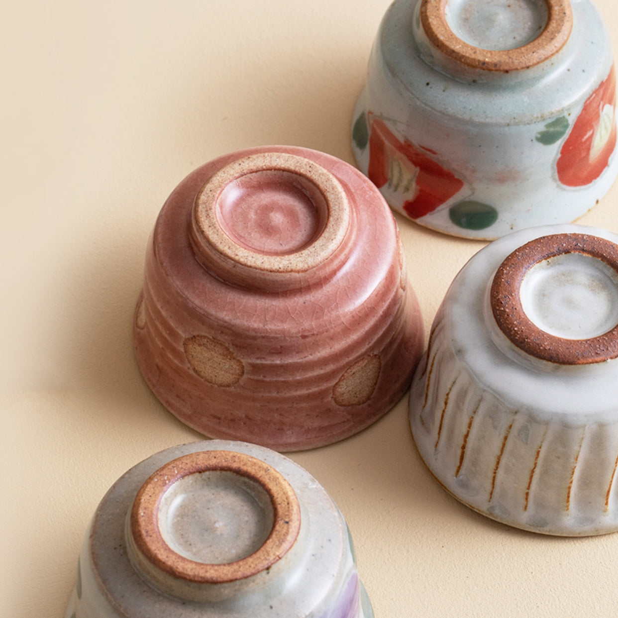 Japanese Tea Cup Set of 5 – Mino Ware Haru-no-Sato Ceramic
