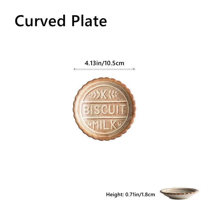 Ceramic Tableware Japanese Butter Biscuit Embossed Plate Bowl Set