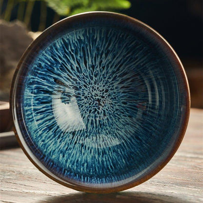 Blue Ceramic Tea Cup Japanese Gloss Glazed Short Tall Wide Styles