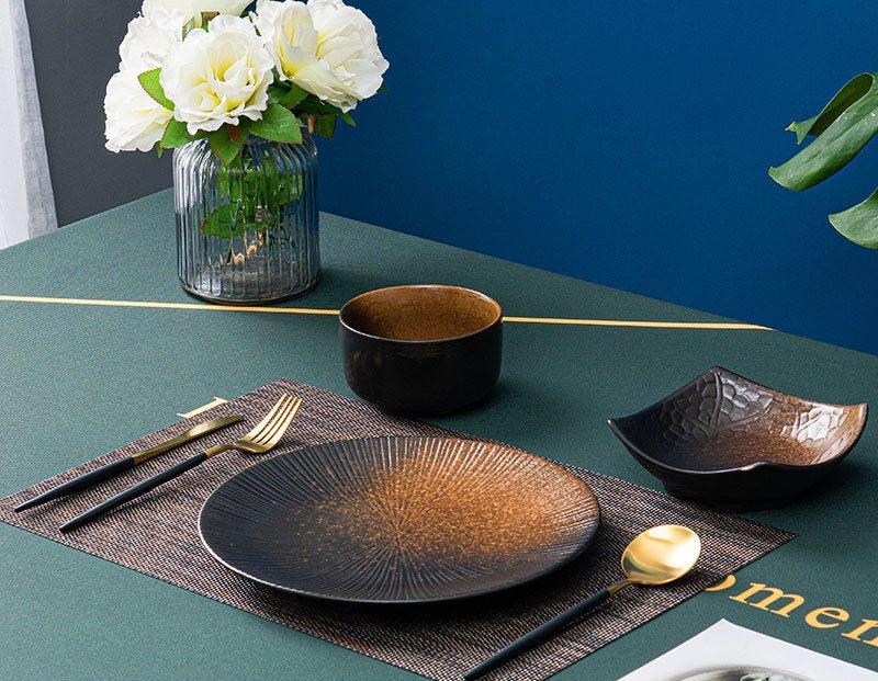 Ceramic Dinner Set | Scenic Nature Plates Bowls & Flatware