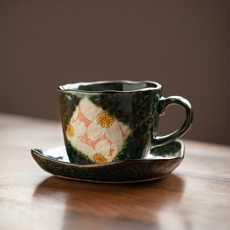 Ceramic Coffee Cup Set – Mino Ware Oribe Sakura Hand-Painted