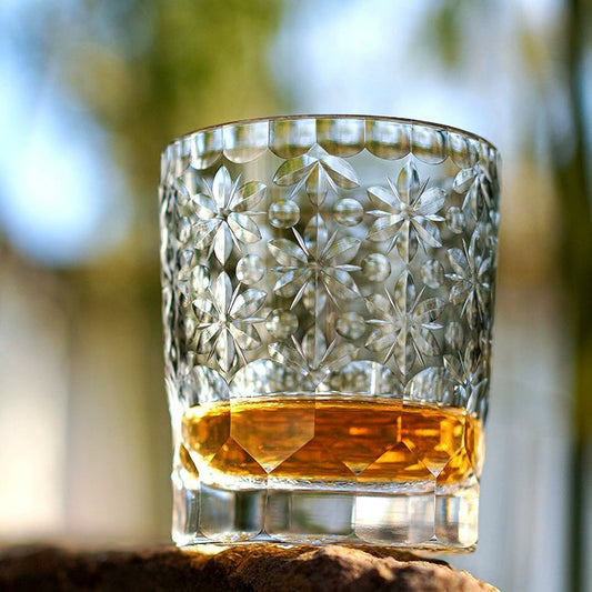 Whiskey Glass Royal Blossom Sakura | Edo Kiriko Handcrafted Crystal