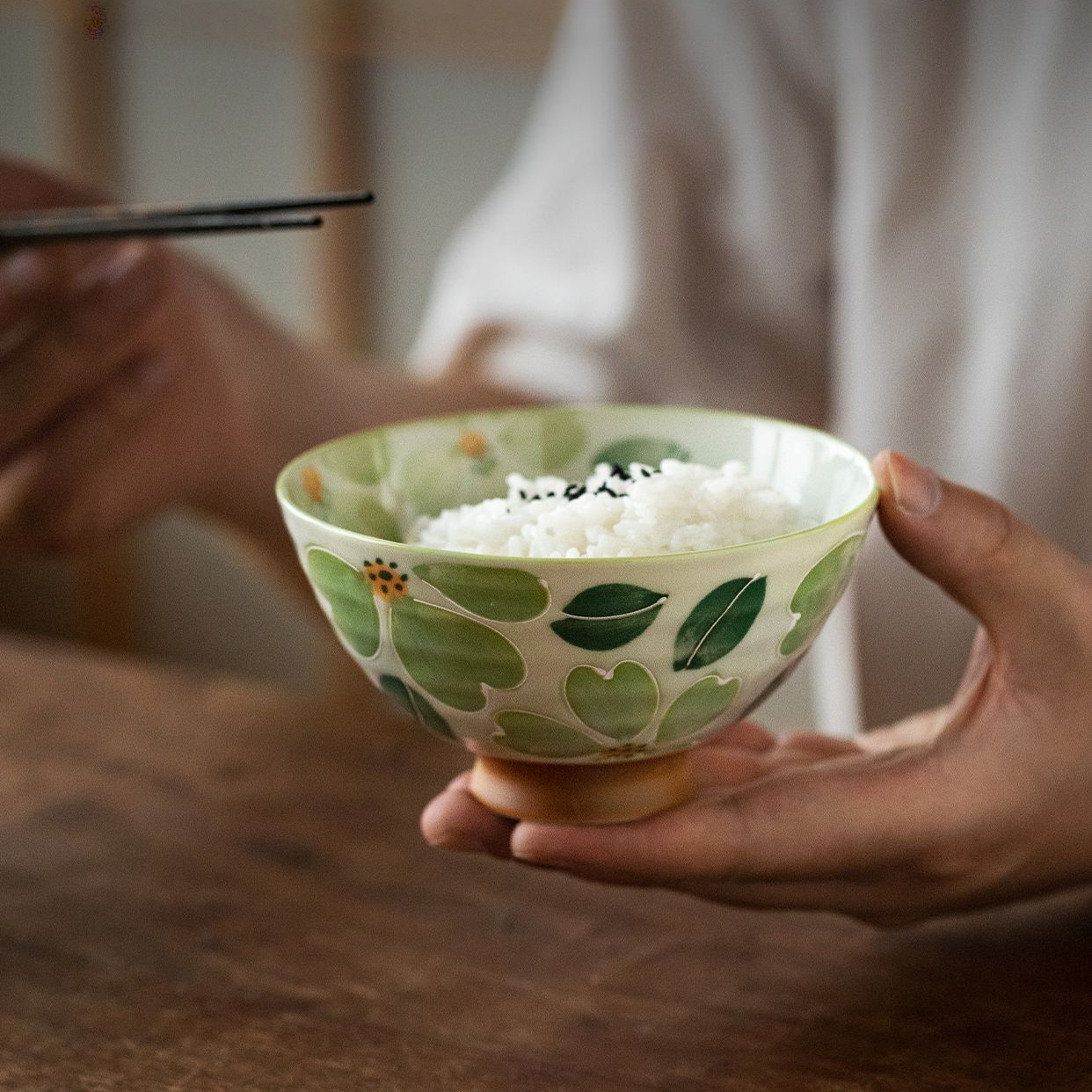 Rice Bowl Set of 5 – Mino Ware Saie Sakura Hand-Painted Ceramic