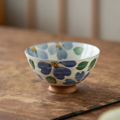 Rice Bowl Set of 5 – Mino Ware Saie Sakura Hand-Painted Ceramic