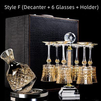 Crystal Wine Glasses Set Golden Vine with Decanter & Leather Case – Made in France | Cristal d'Arques