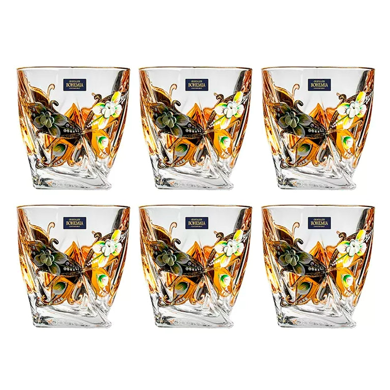 Whisky Decanter Set Bohemia Crystalite Butterfly Gold Enamel Czech Crystal Whisky Glass Decanter Gift Box