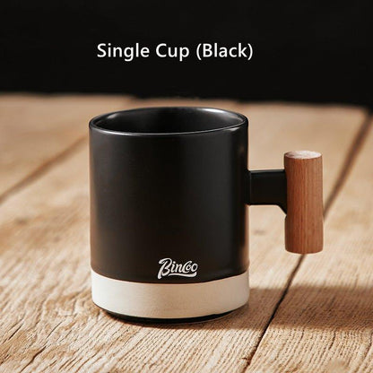 Pour Over Coffee Set Ceramic Single Cup Dripper with Cup & Pot – Black & White Home Brew Kit