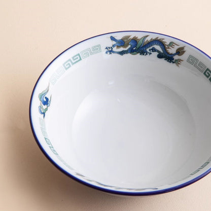 Ramen Bowl Dragon Design | Japanese Ceramic Porcelain Bowl