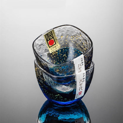 Cold Sake Set Japanese Gold Foil Glass – Hoshi Nagare Starlit Night