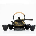 Cast Iron Goldfish Tea Set 1200ml Black Gold 6-Piece Tetsubin