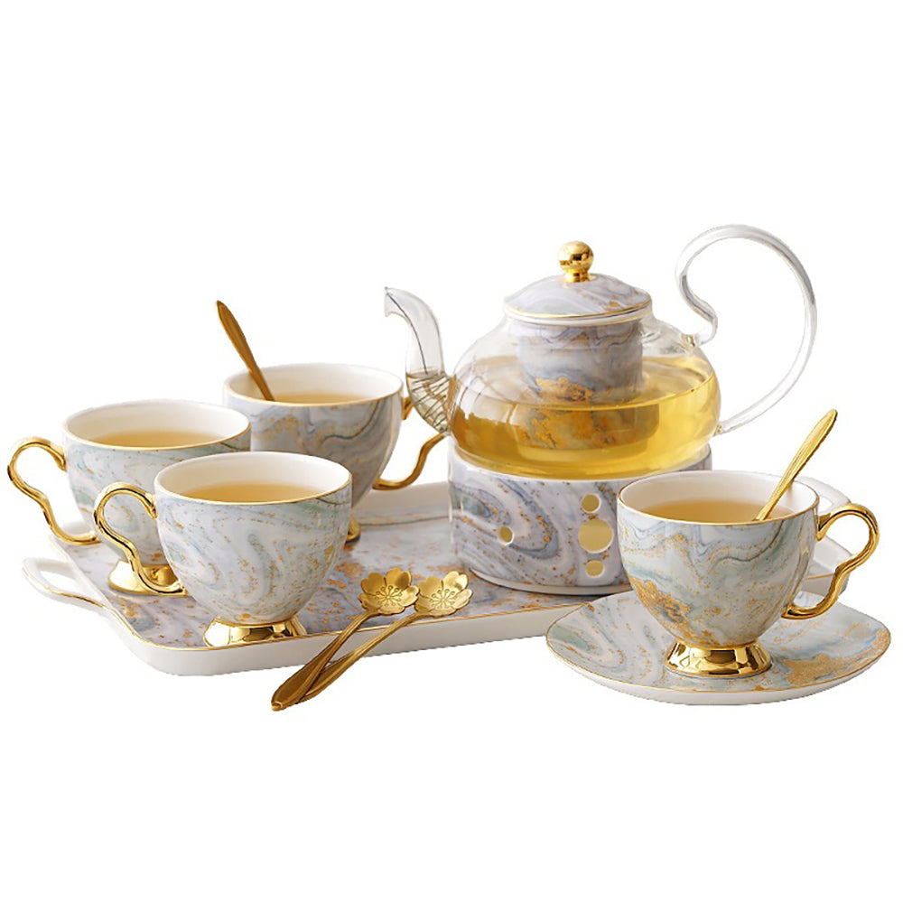 English Tea Set for 4 – Glass & Ceramic Afternoon Tea Set