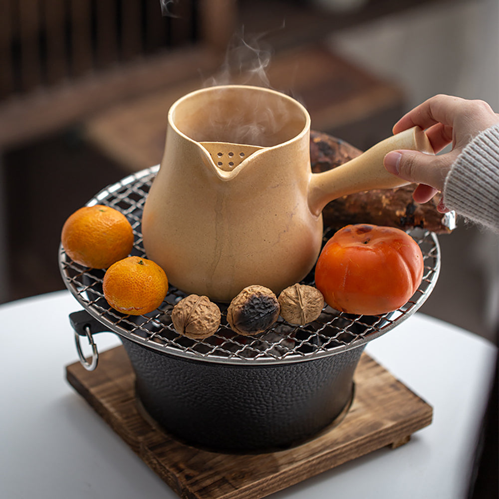 Cast Iron Tea Stove Set with Ceramic Teapot & Grill