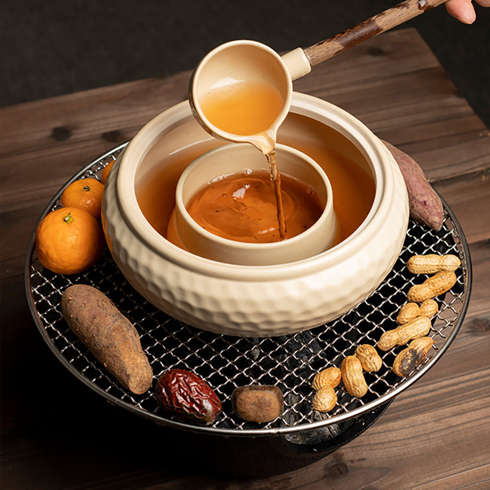 Cast Iron Tea Cooker Stove Set | Wood-Fired Ceramic Pot 2100ml