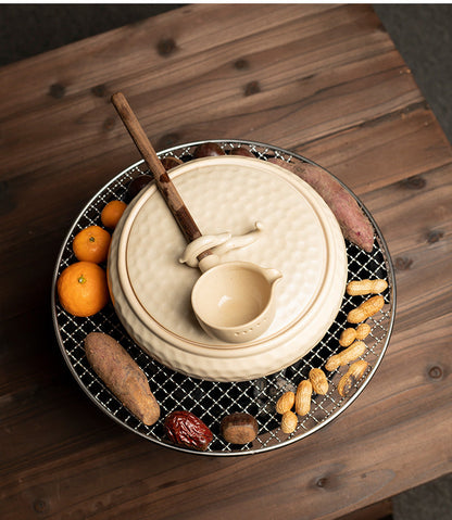 Cast Iron Tea Cooker Stove Set | Wood-Fired Ceramic Pot 2100ml
