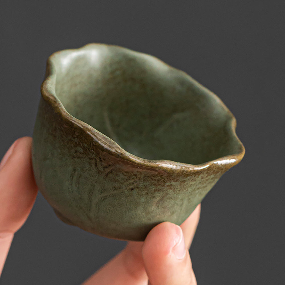 Lotus Tea Set Coarse Pottery Kyusu Teapot Cups Tray 6-Piece