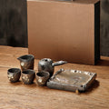 Lotus Tea Set – Hand-Carved Clay Teapot Set with Tray