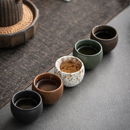 Ceramic Tea Cups Set of 5 Wabi-Sabi Kiln Gold Iron Glaze