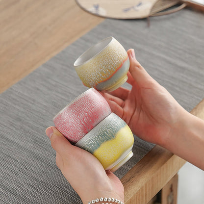 Gongfu Tea Cups Set of 4 Kiln Glaze – 120ml 4 Colors Kaolin