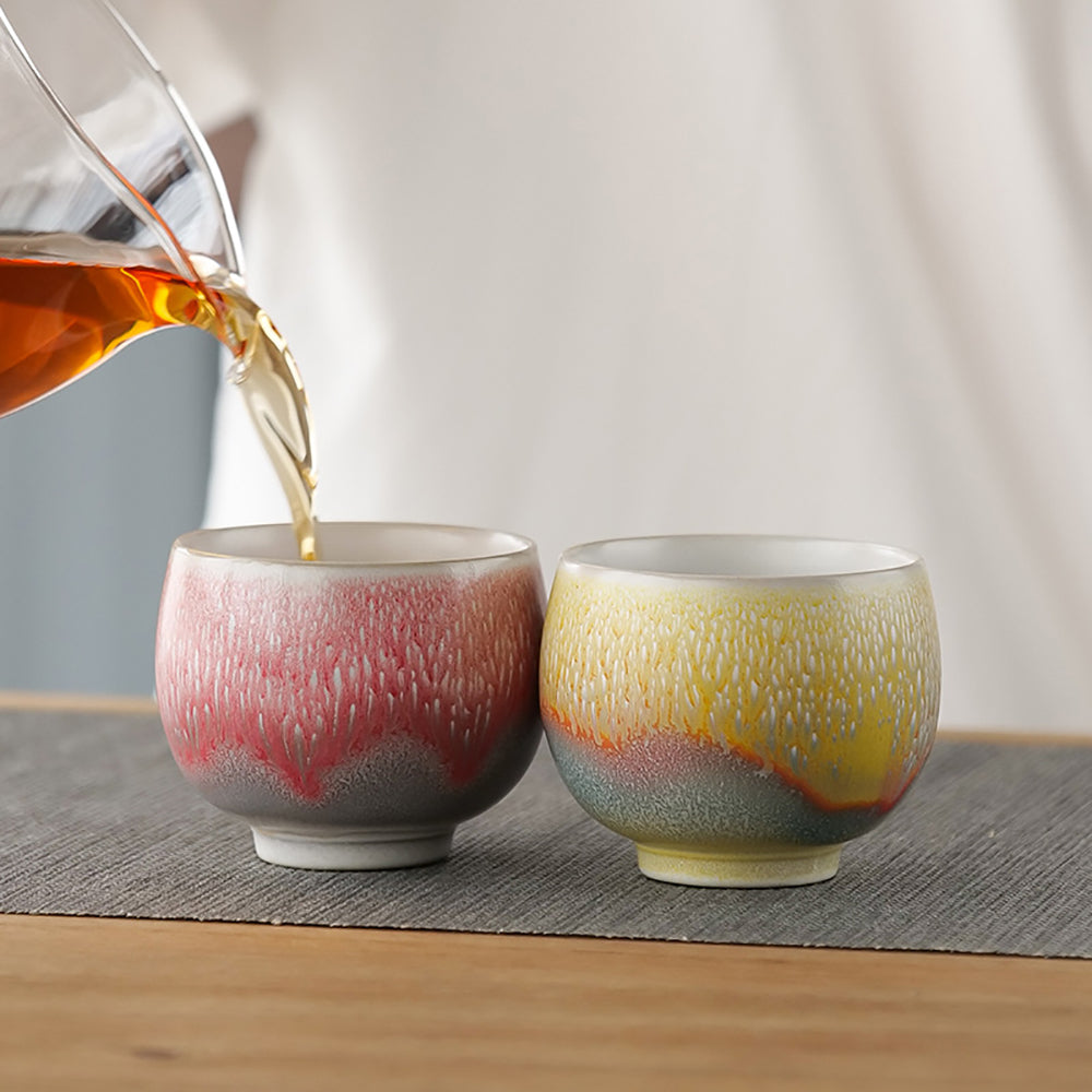 Gongfu Tea Cups Set of 4 Kiln Glaze – 120ml 4 Colors Kaolin
