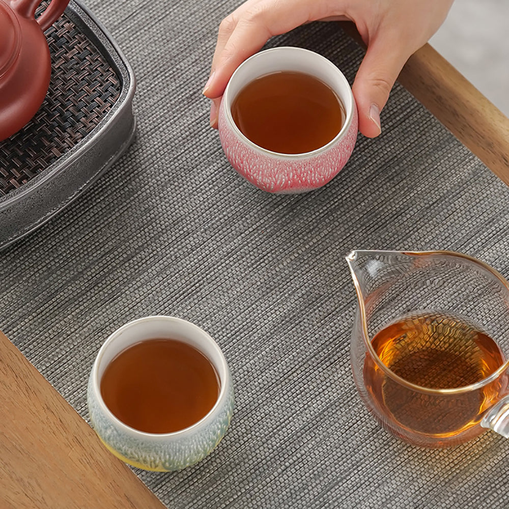 Gongfu Tea Cups Set of 4 Kiln Glaze – 120ml 4 Colors Kaolin