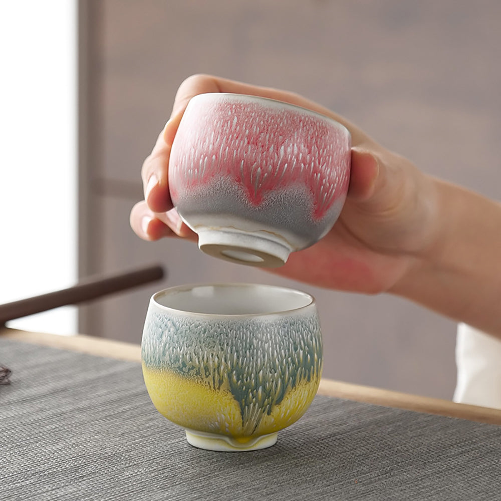 Gongfu Tea Cups Set of 4 Kiln Glaze – 120ml 4 Colors Kaolin