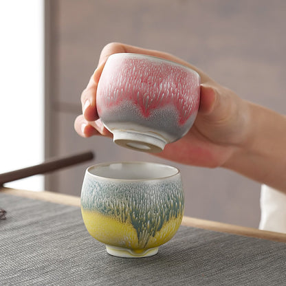 Gongfu Tea Cups Set of 4 Kiln Glaze – 120ml 4 Colors Kaolin