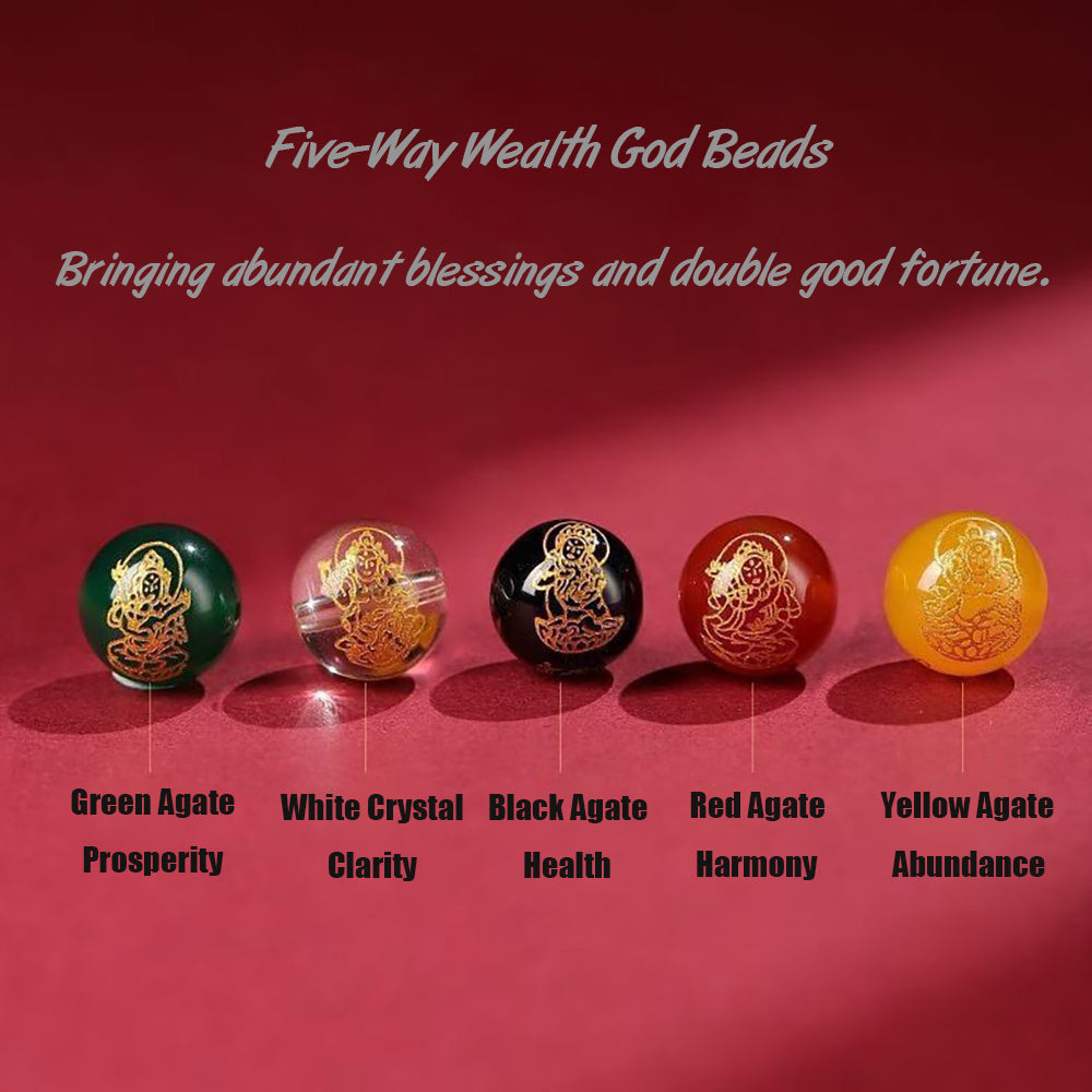 Cinnabar Bracelet Pixiu Five Wealth Gods Agate 10mm Bead