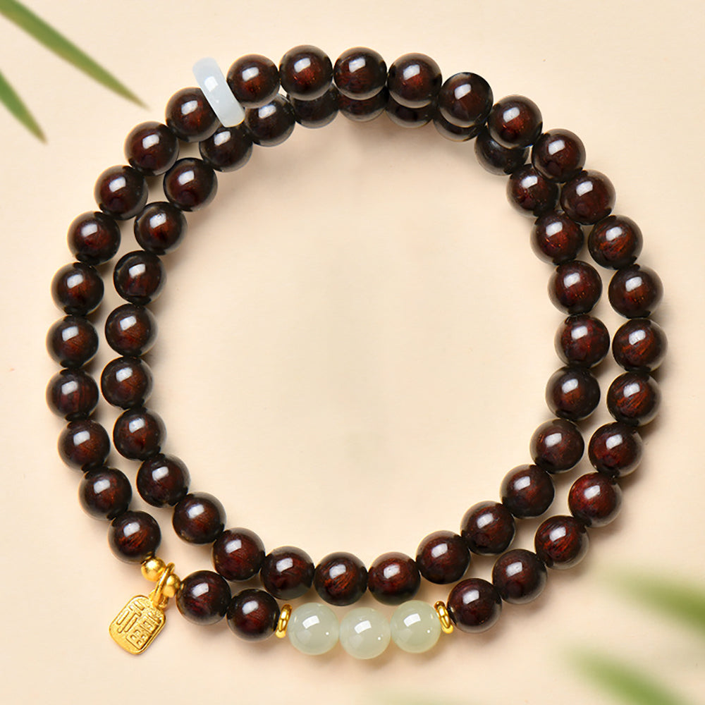 Jade Bead Bracelet Sandalwood Hetian Natural 6mm