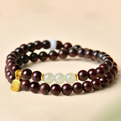 Jade Bead Bracelet Sandalwood Hetian Natural 6mm