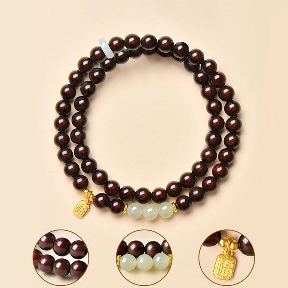 Jade Bead Bracelet Sandalwood Hetian Natural 6mm