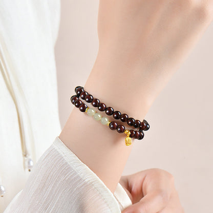 Jade Bead Bracelet Sandalwood Hetian Natural 6mm