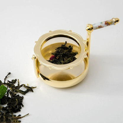 Japanese Tea Strainer Set | Porcelain Gold Floral Collection
