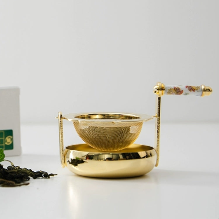 Japanese Tea Strainer Set | Porcelain Gold Floral Collection