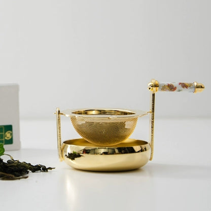 Japanese Tea Strainer Set | Porcelain Gold Floral Collection