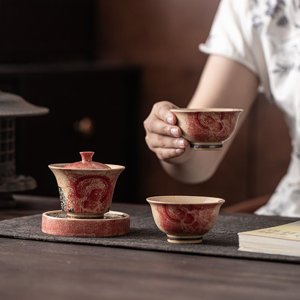 Gaiwan Tea Set – Dunhuang Dragon Girl Ceramic Gongfu Tea Bowl