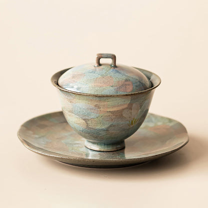 Daisy Gaiwan Ice Crack Porcelain Tea Cup Set 110ml
