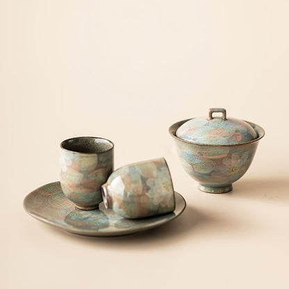 Daisy Gaiwan Ice Crack Porcelain Tea Cup Set 110ml