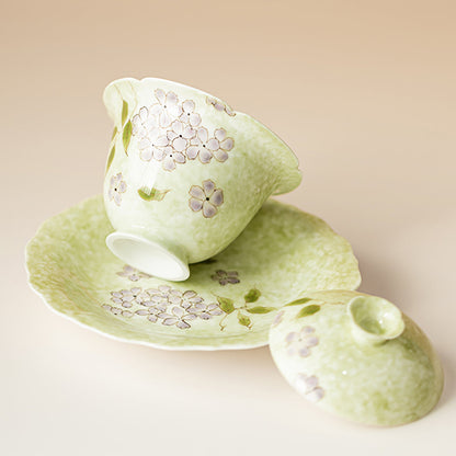 Porcelain Gaiwan Hydrangea Underglaze Hand-Painted Gift Box