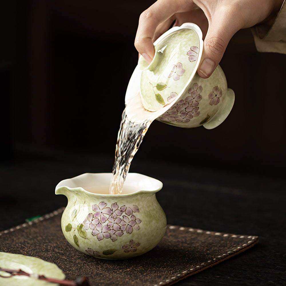 Porcelain Gaiwan Hydrangea Underglaze Hand-Painted Gift Box
