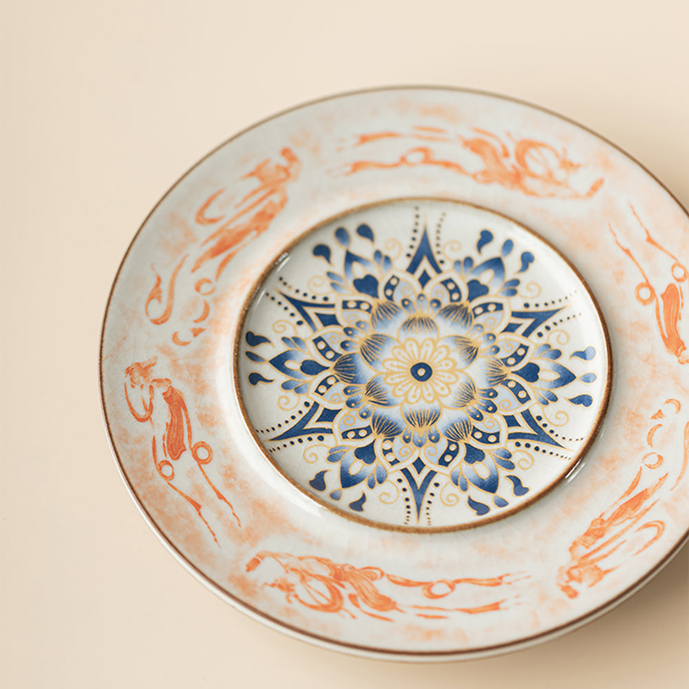 Ruyao Porcelain Gaiwan – Dunhuang Flying Apsaras Lotus Ice Crack Glaze