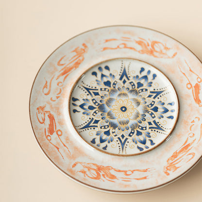 Ruyao Porcelain Gaiwan – Dunhuang Flying Apsaras Lotus Ice Crack Glaze