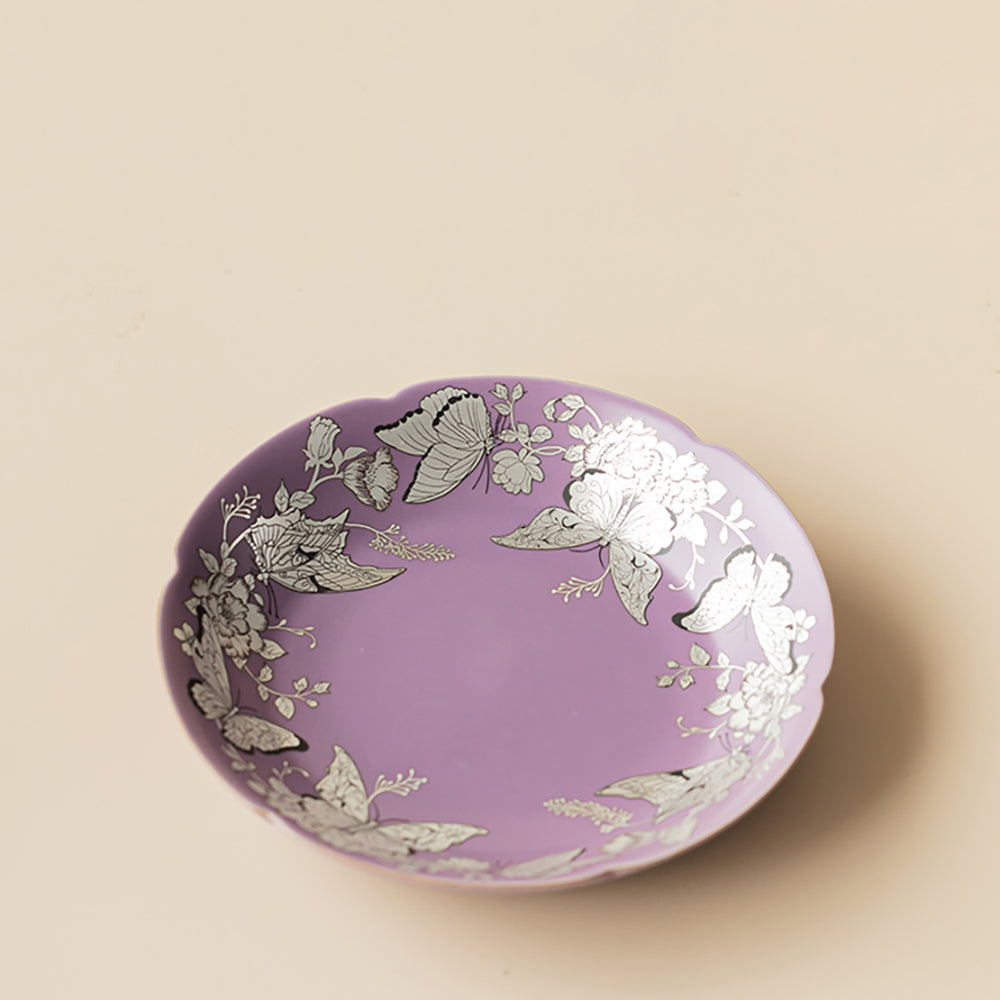 Gaiwan Purple Ruyao Silver Butterfly Floral, 100ml Gift Box
